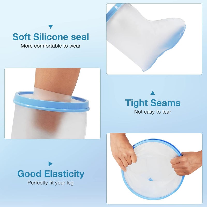 Qinaoco Waterproof Foot Cast Covers for Shower Adult, Shower Boot Foot Protector with Non-Slip Bottom, Adult Cast Protector for Shower Ankle Foot After Surgery - Image 3
